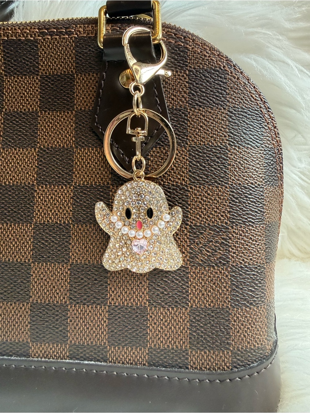 Sparkling Crystal Ghost bag Charm keychain Halloween gift